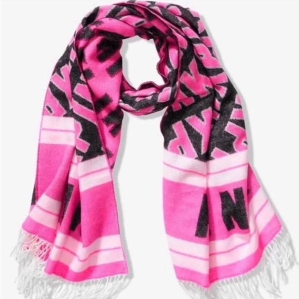 Victoria's Secret Bold Pink and Black Scarf